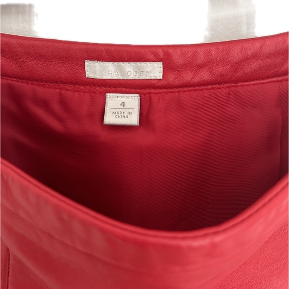 Red Leather Pencil Skirt w/Adjustable Zipper Slit - Size 4 - Picture 9 of 11